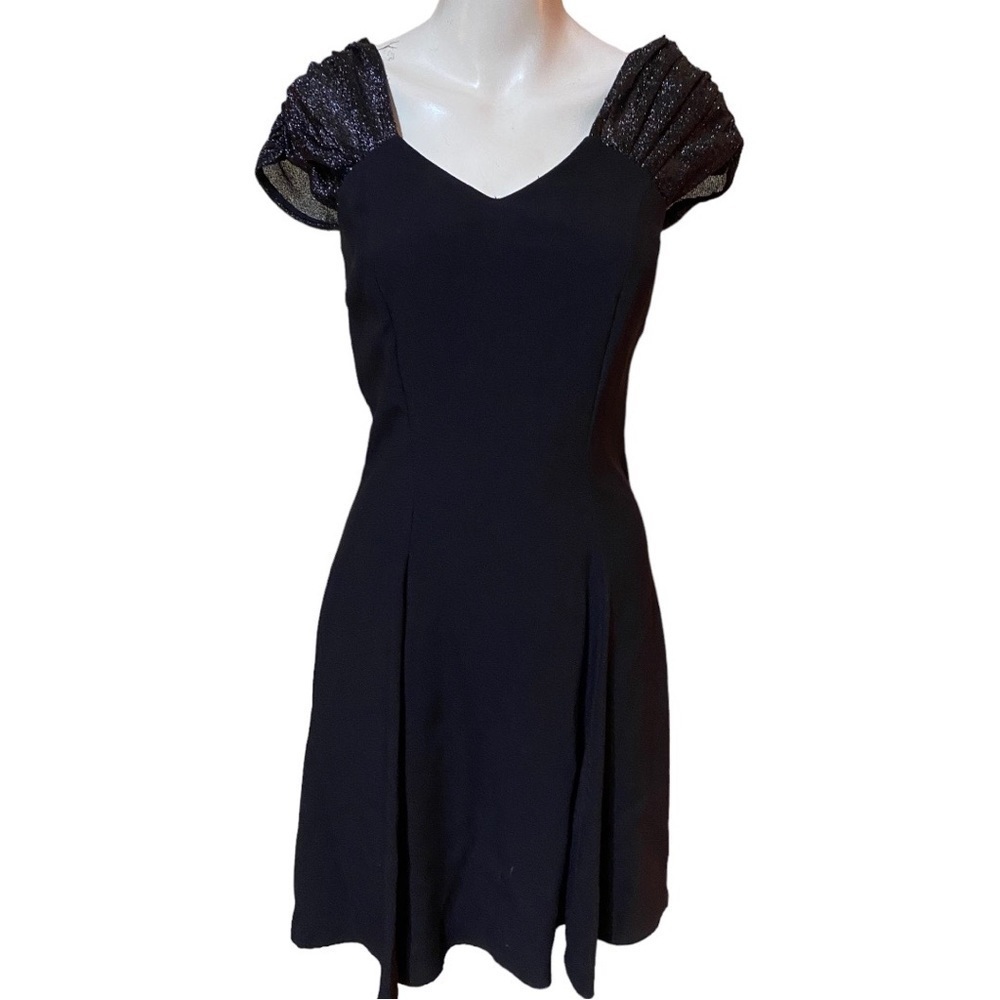 Carol Little Elegant LBD Puffed Sparkly Sleeves Size 4 Vintage